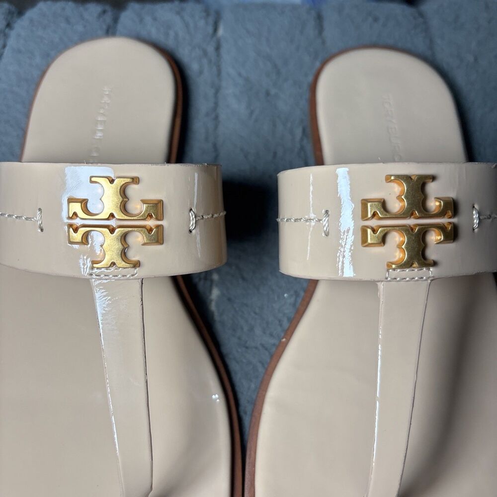 Tory Burch MINI EVERLY FLAT THONG SANDAL IVORY WOMENS SIZE 7.5M - Picture 2 of 11